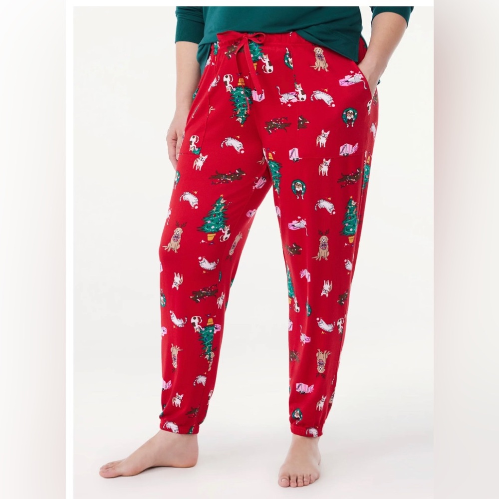 Women’s fluffy doggie holiday pajama flare pants
